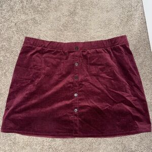Torrid Deep Red Corduroy Mini Skirt